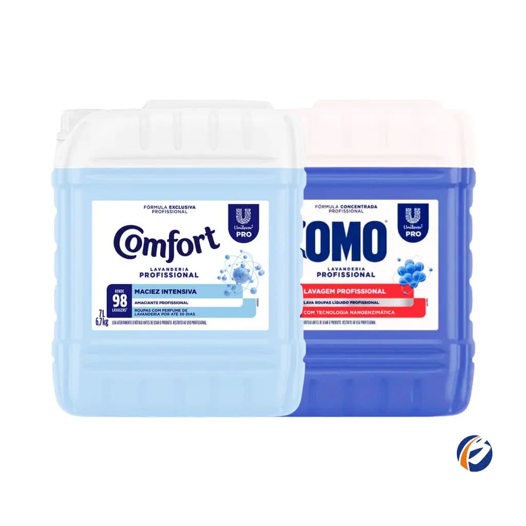 Kit Lavanderia: Lava Roupas Líquido Lavanderia Pro Omo 7L + Amaciante Lavanderia Pro Comfort 7L